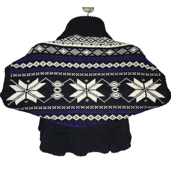 Ralph Lauren Chaps Women Sweaters, Aztec Print Knit Shrug With Pom Pom Tie, Sz M - Picture 7 of 7